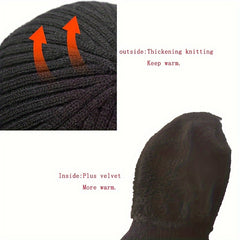 Men's Winter Knit Hat With Earflap Velvet Thickened