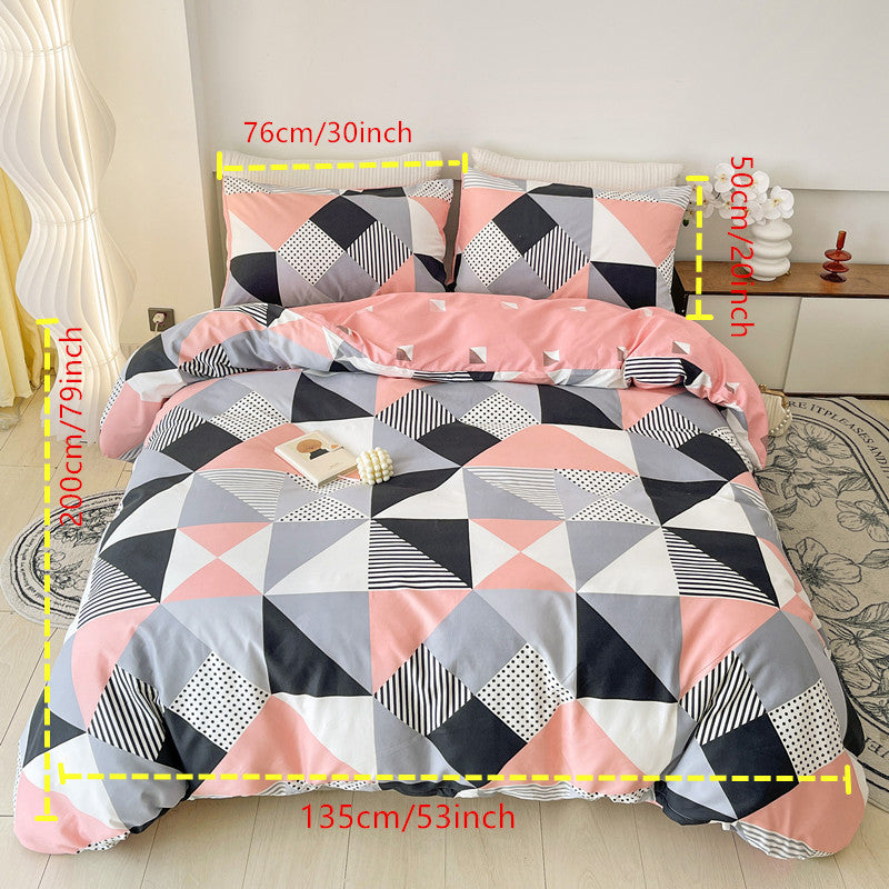 Geometric Pattern Bedding Set - 3pcs Duvet Cover Set