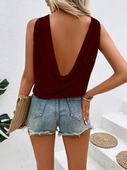 Casual Crew Neck Sleeveless Tank Top for Summer Women's Clothing