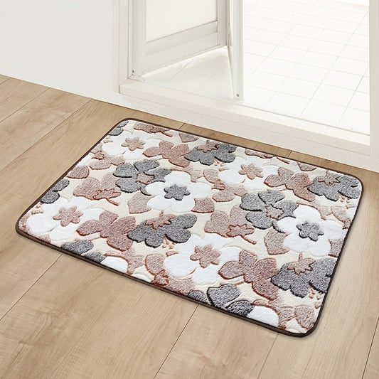 Flower Printed Non Slip Bathroom Rug Padded Bath Mat Shower Comfort Mat
