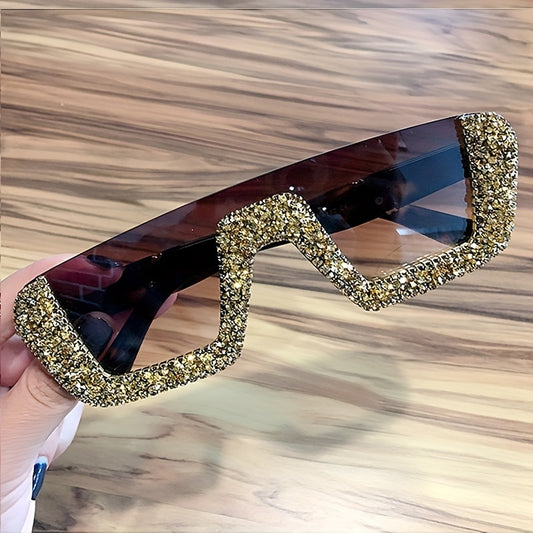 Y2K Rhinestone One Piece Sunglasses Gradient Glasses UV400