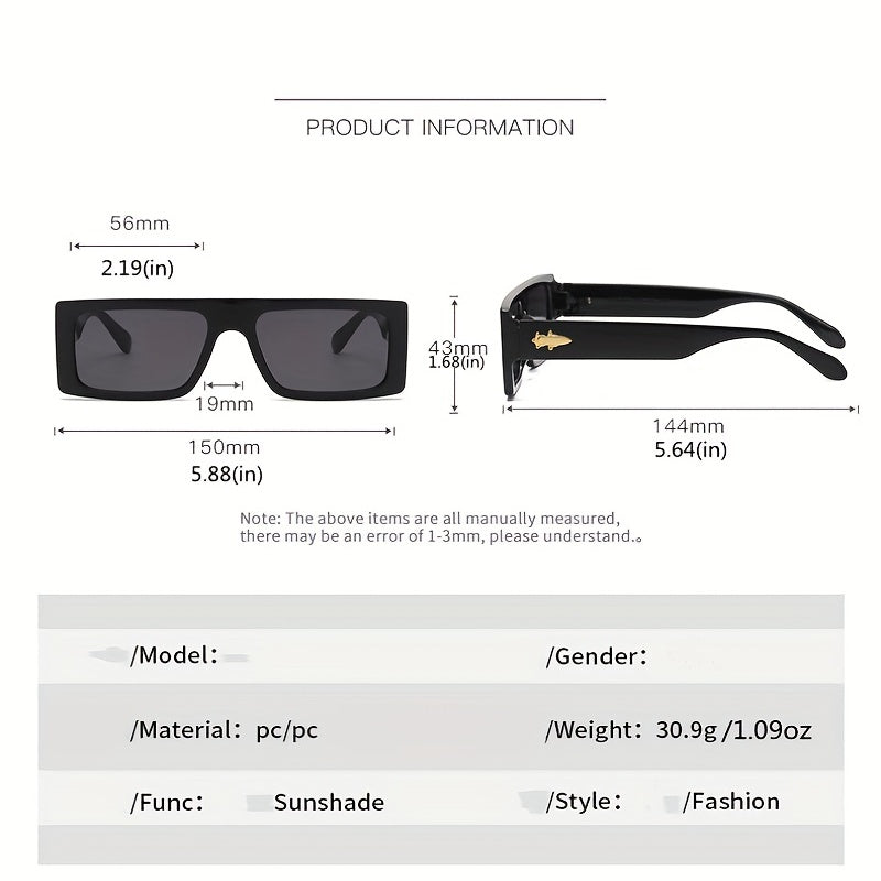 Rectangular Frame Sunglasses Vintage Flat Top UV400