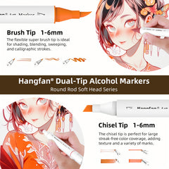 48 Alcohol Based Art Marker Pens & Dual Tip Brushes Refillable Double Width Tips