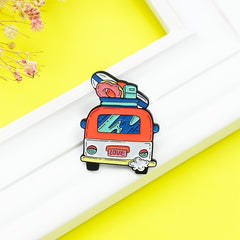 Love Bus Brooch Pin Vintage Style Enamel Jewelry