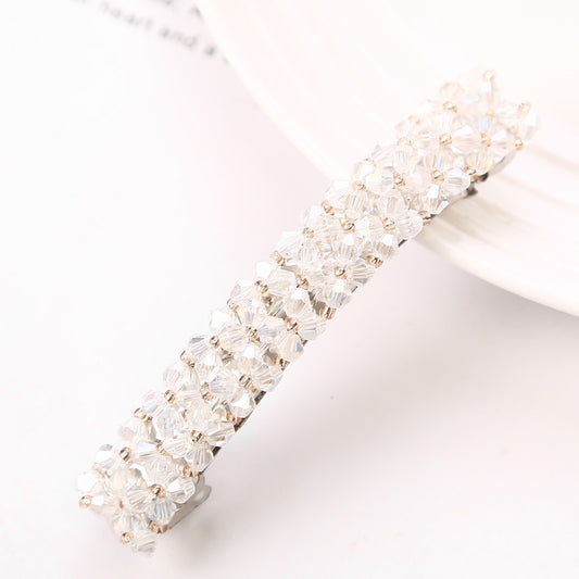 Sparkly Rhinestone Flower Hair Barrette French Style Hair Clip