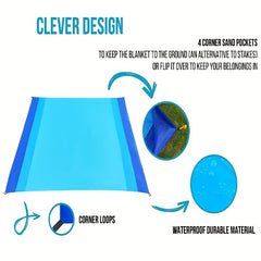 Large Beach Mat For 4 Adults Waterproof Portable Outdoor Blanket