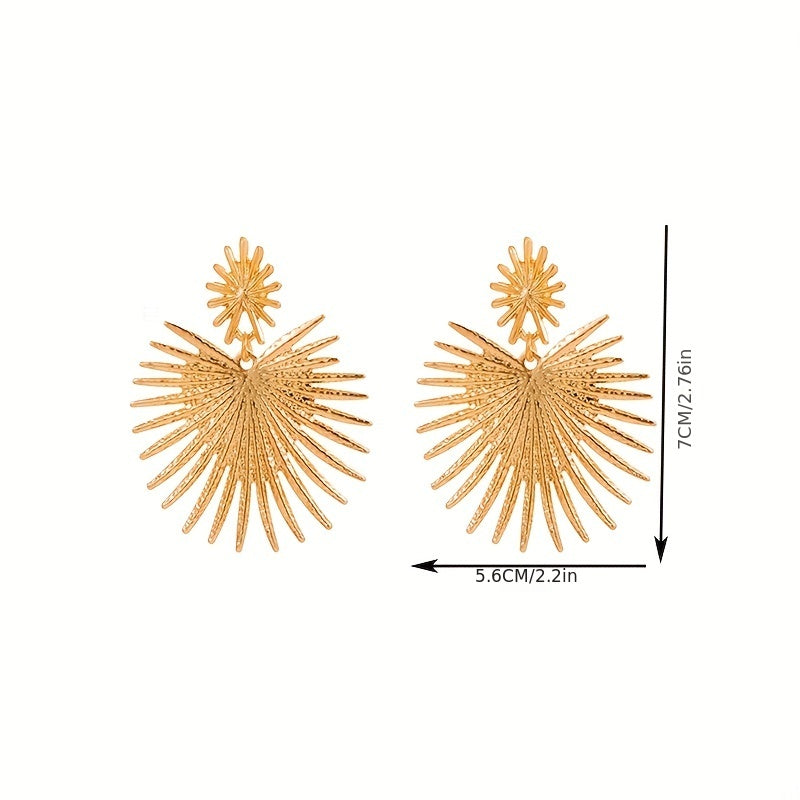 Fan Shape Dangle Earrings Punk Style Iron Jewelry