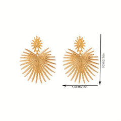 Fan Shape Dangle Earrings Punk Style Iron Jewelry
