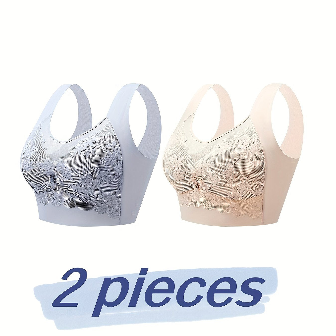 2pcs Lace Wireless Bras Soft & Comfy Tank Bra