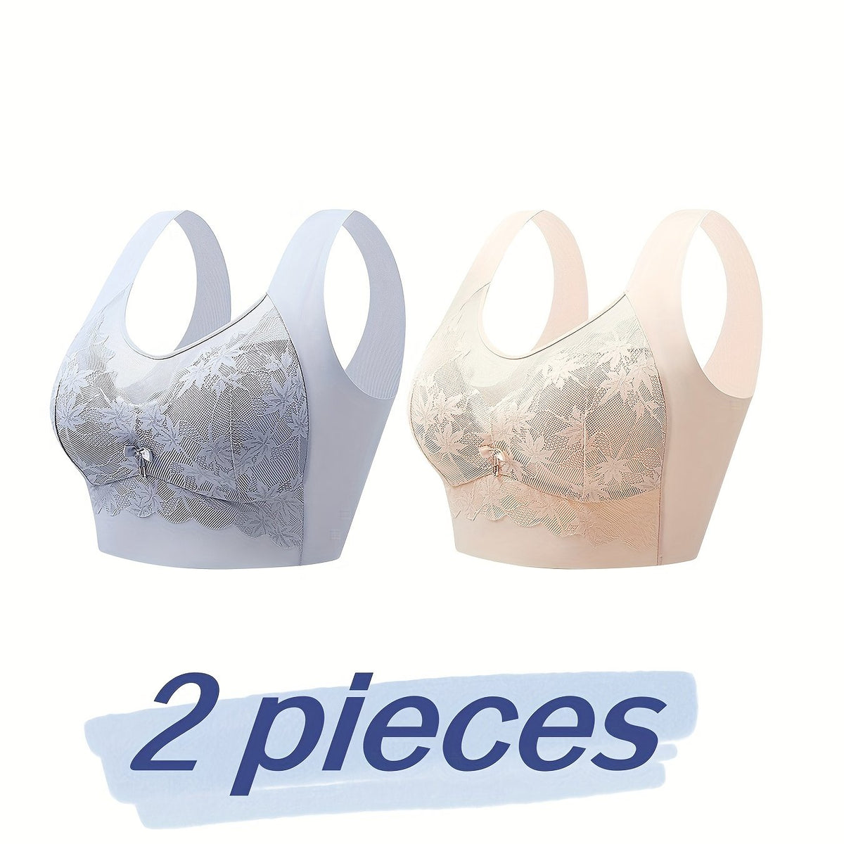 2pcs Lace Wireless Bras Soft & Comfy Tank Bra