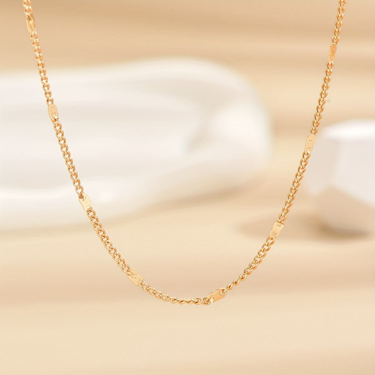 Golden Chain Buckle Necklace 18K Plated Classic Neck Decoration