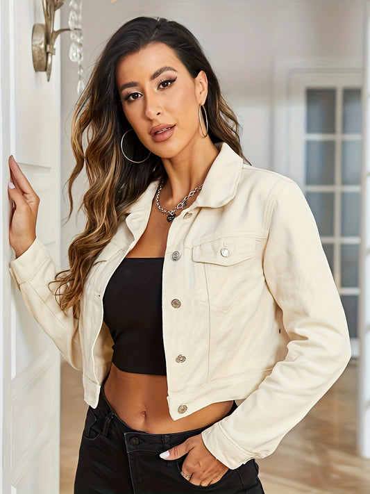 Cropped Denim Coats Women's Clothing