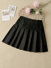 Girls' High Waist Pleated Skater A Line Skirt