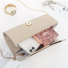 Sequin Ruched Evening Bag Metal Decor Flap Prom Purse Glitter Clutch Bag