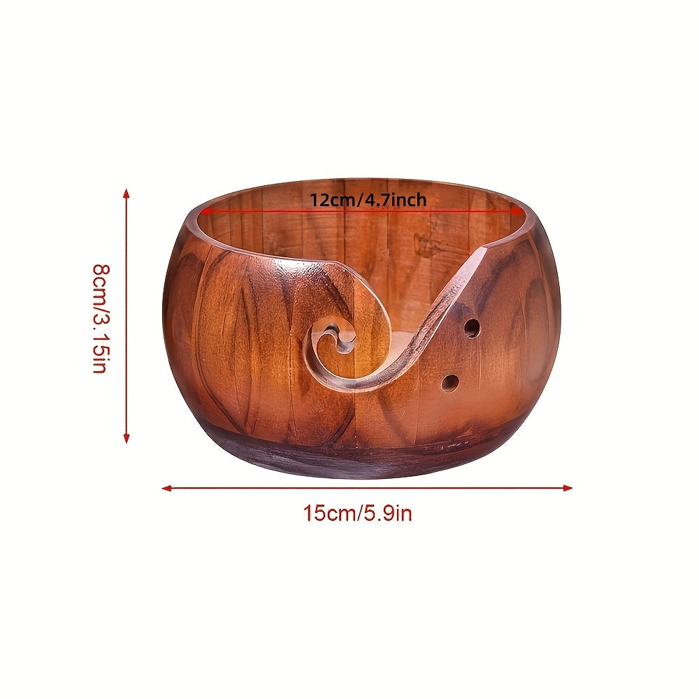 Wooden Yarn Bowl for Knitting Crochet Weaving Keep Wool Organized