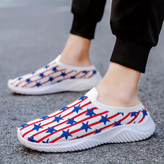 Women's Knitting Sock Shoes Star & Striped Low Top Slip On Shoes