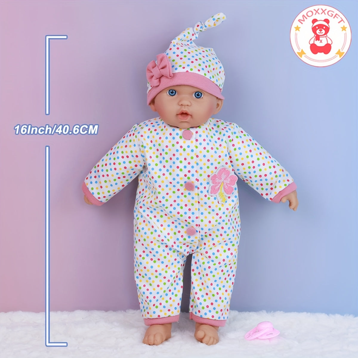 MOXXGFT 40 Reborn Toddler Doll with Clothes Pacifier Soft Body Simulation Doll