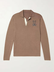 Rabbit Skull Pattern Knit Polo Shirt Men's Casual Lapel Sweater