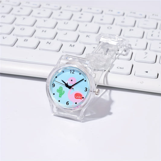 Kids Transparent Flamingo Cartoon Watch