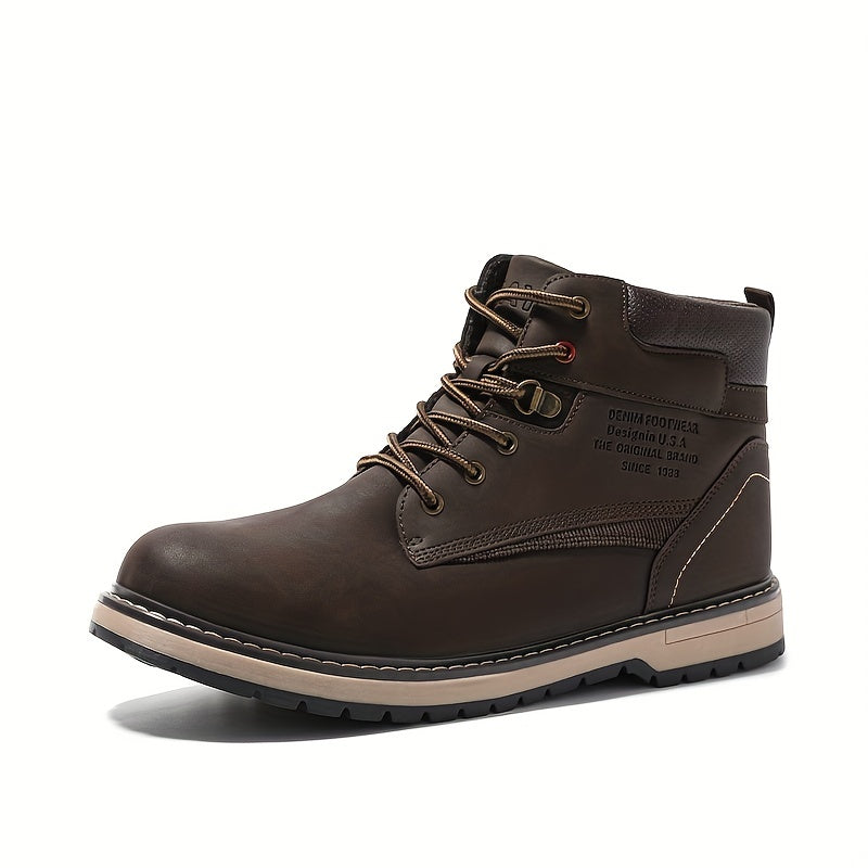 Men's Lace Up High Top Boots for Outdoor Walking