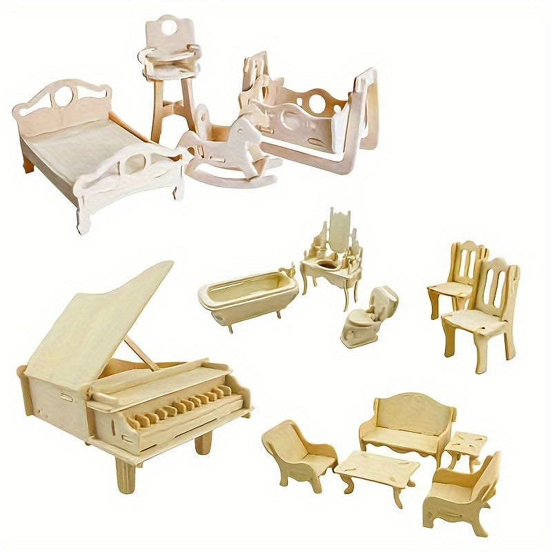 Piano Bed Cabinet Wooden DIY Model Puzzle Toy