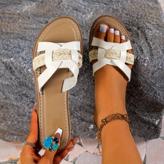 Braid Flat Slides Cross Straps Sports Sandals Women's Footwear