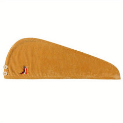 Embroidered Hair Drying Cap Coral Fleece Towel