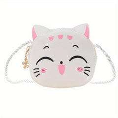 Cartoon Cat Crossbody Bag for Girls Mini PU Leather Shoulder Bag with Coin Purse