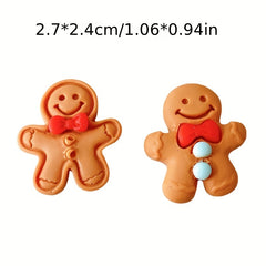10pcs Christmas Gingerbread Man Resin Ornament DIY Decoration Accessories