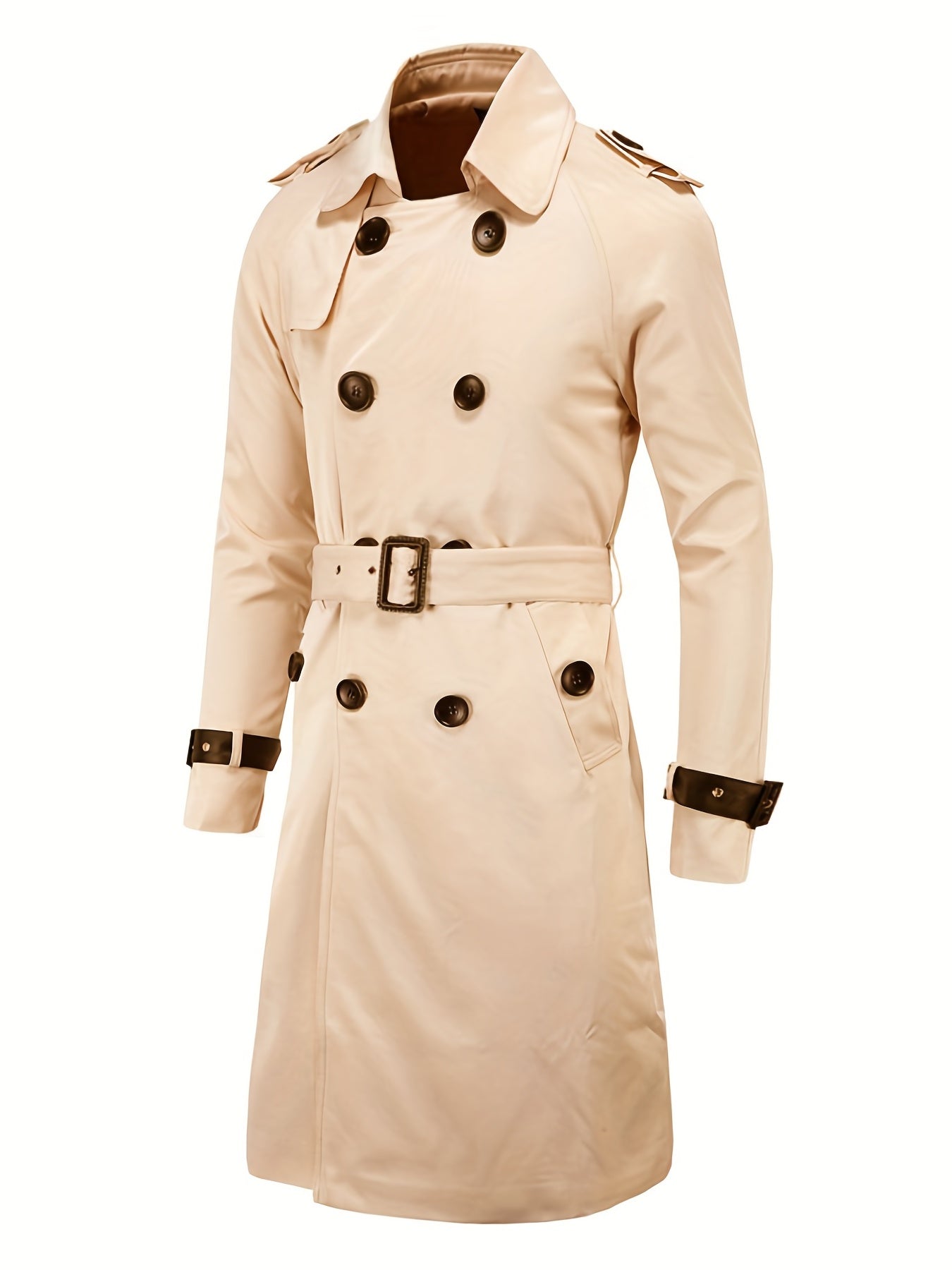 Men's Double Breasted Trench Coat Casual Lapel Overcoat