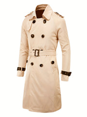 Men's Double Breasted Trench Coat Casual Lapel Overcoat