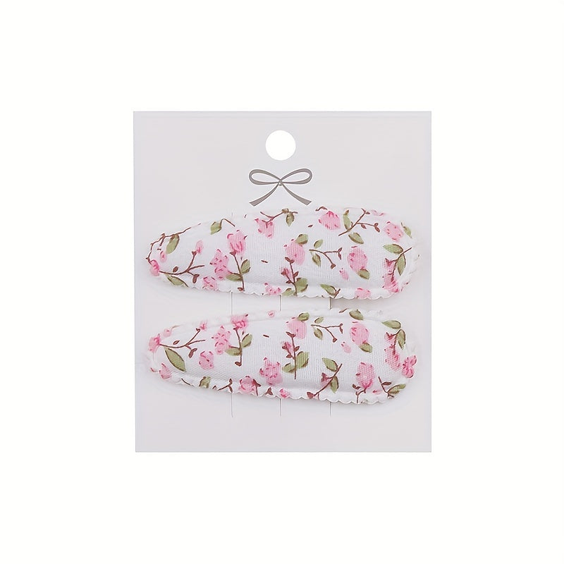 2pcs Embroidered Flower Hair Clips Sweet Hair Accessories