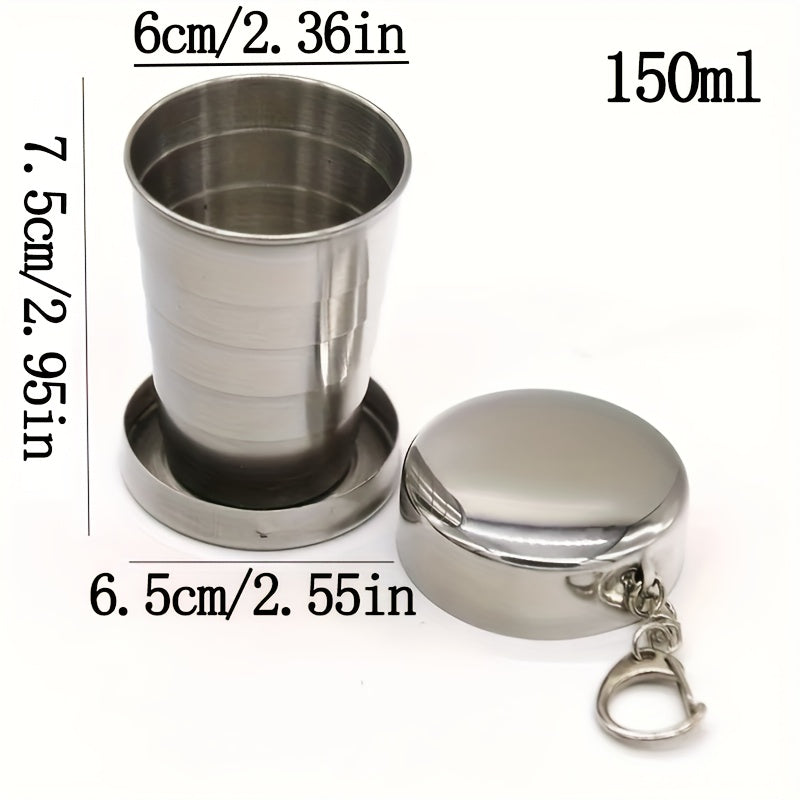 2pcs Stainless Steel Telescopic Cup Portable Mini Folding Mug
