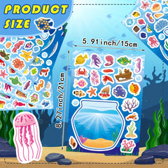 Summer Ocean Animals Aquarium Stickers - 24 Sheets
