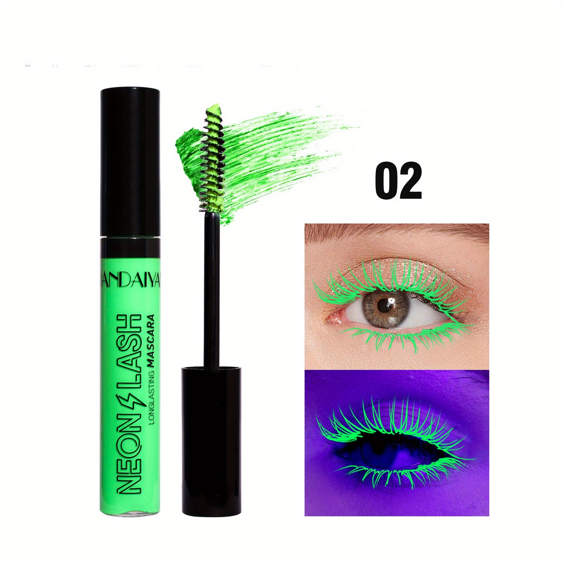 UV Glow 6 Colors Neon Mascara Matte Waterproof Smudge Proof Fluorescent Makeup
