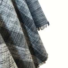 Vintage Gray Stripe Frayed Edge Scarf Windproof Cape Cardigan