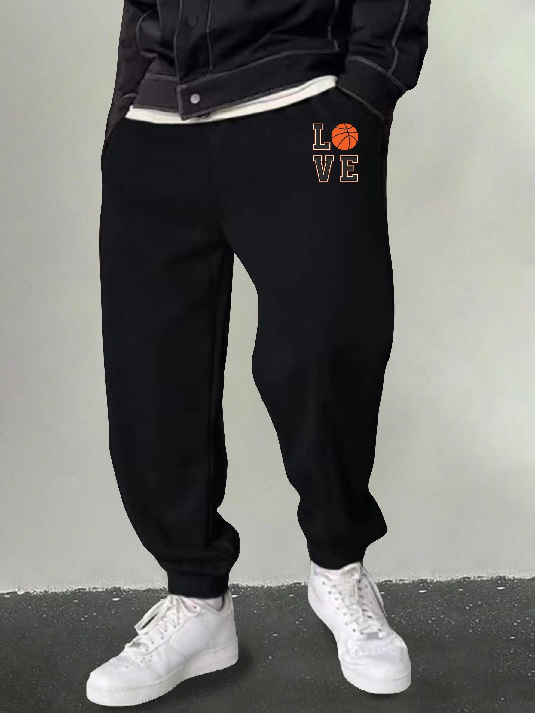 Men's Love & Basketball Print Joggers Casual Sweatpants