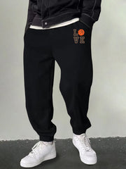 Men's Love & Basketball Print Joggers Casual Sweatpants