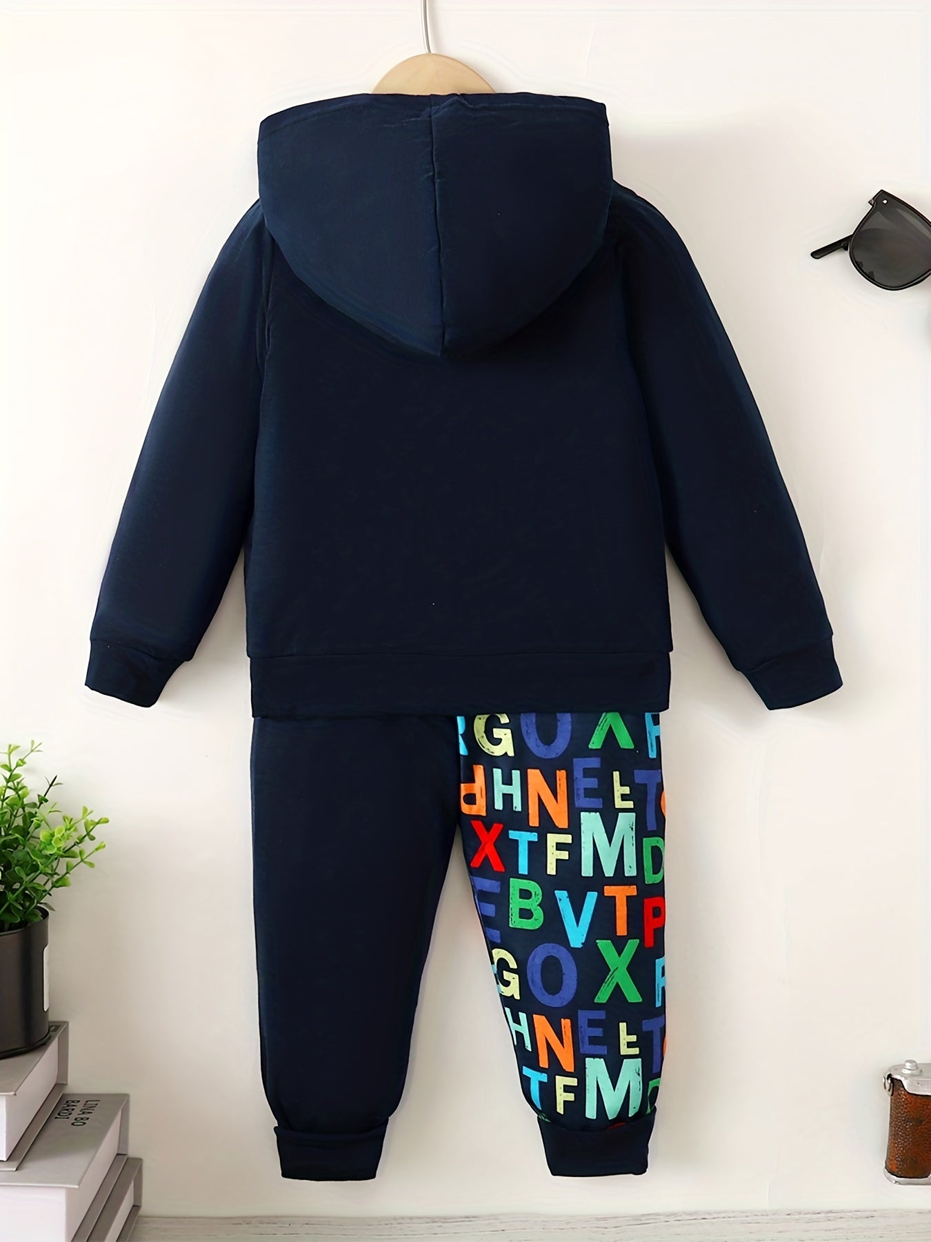 Alphabets Pattern Toddler Boy's 2pcs Hoodie & Sweatpants Set