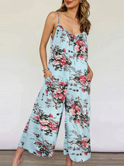 Boho Floral Print Spaghetti Jumpsuit