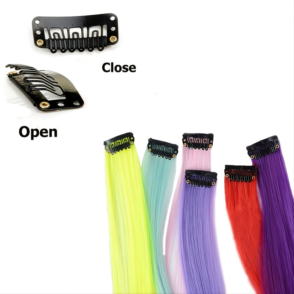 Colorful Straight Hair Extension Clip In Hairpiece