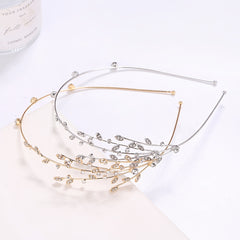 Rhinestone Branch Bridal Headband Silvery Gold Wedding Hairband