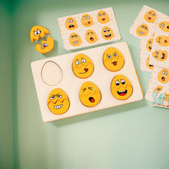 27pcs Egg Shaped Emotional Expression Matching Wooden Puzzle Toys