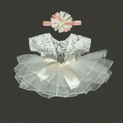2pcs Baby Girl Lace Costume Photo Props Newborn Clothes Hairband Outfit