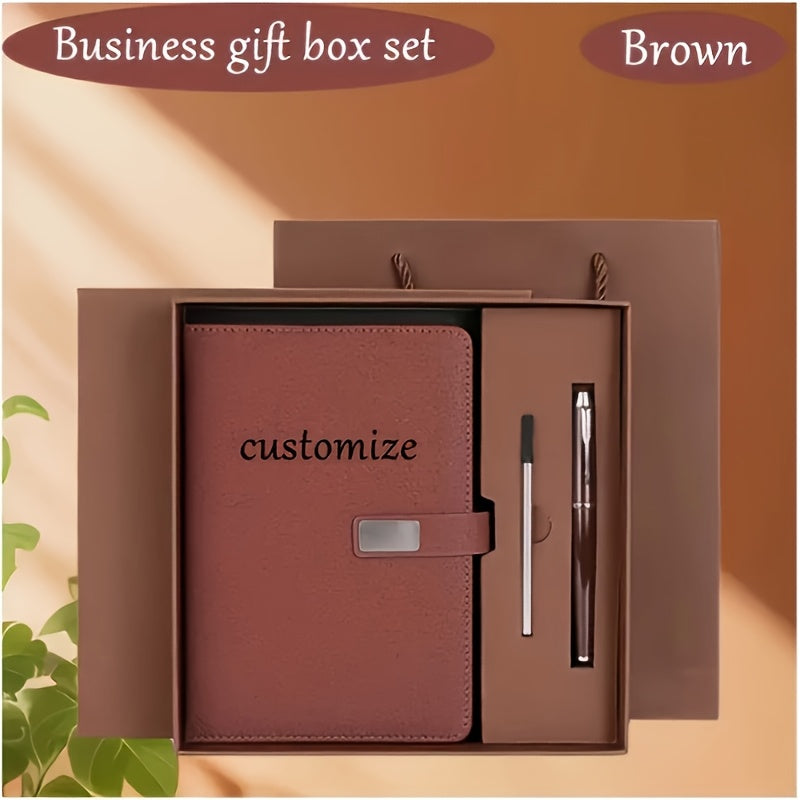 Red Business Stationery Gift Set with Personalized Notebook & Metal Pen