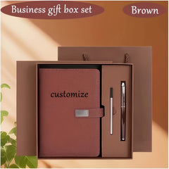 Red Business Stationery Gift Set with Personalized Notebook & Metal Pen