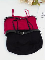 2pcs Solid Cami Crop Top Slim Fit Women's Lingerie