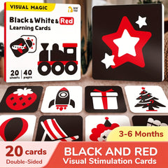 High Contrast Baby Flashcards Set in Red - Visual Stimulation & Literacy Skills