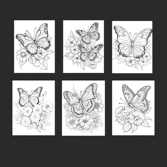 Butterflies & Flowers Coloring Book - Watercolor Paper Designs
