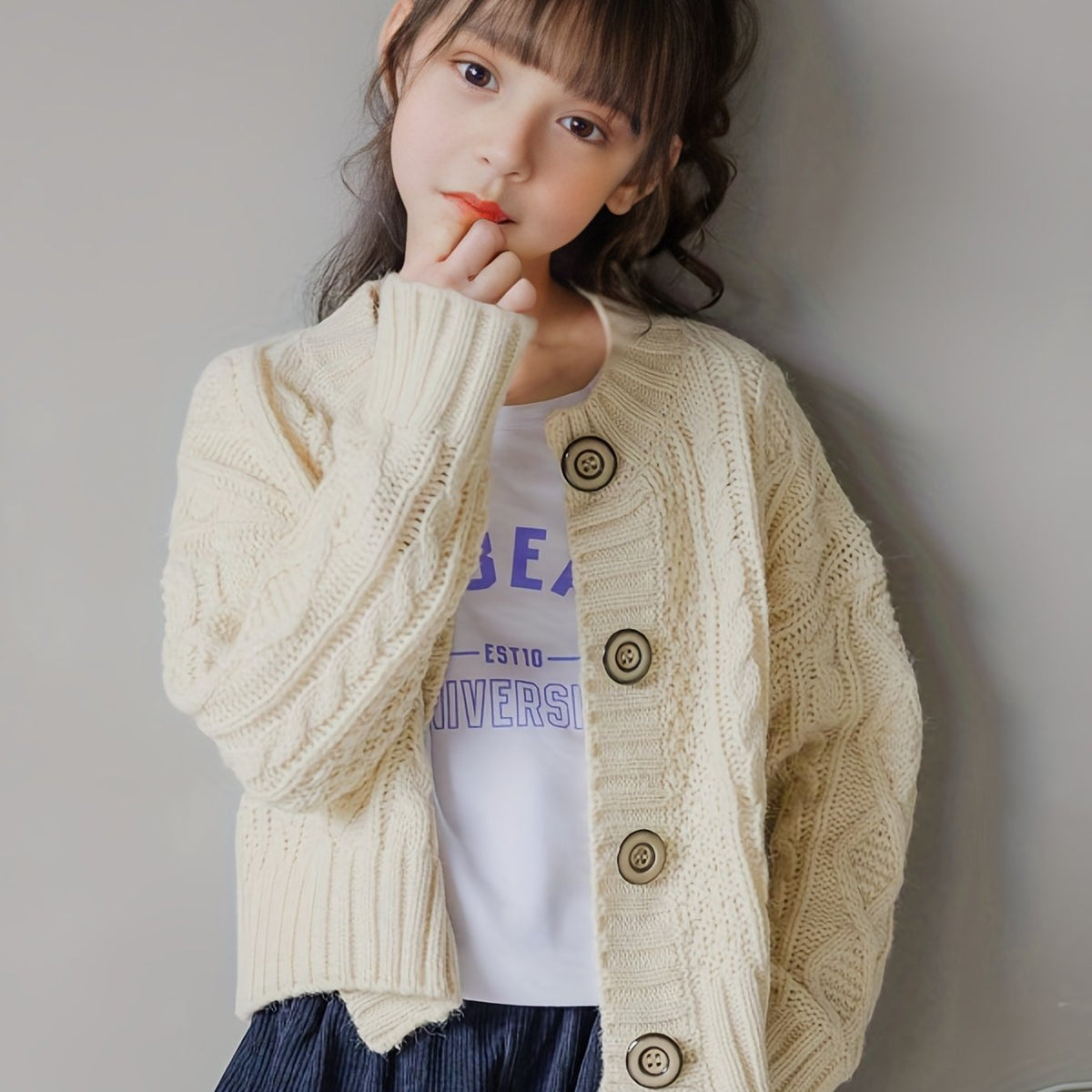 Girls Button Front Knitwear for Fall Winter Christmas Gift